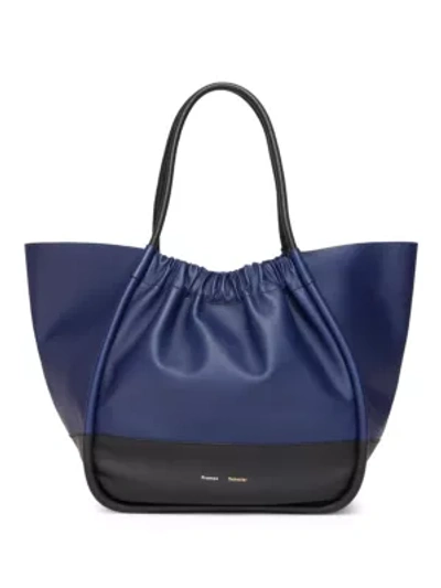 Shop Proenza Schouler Women's Xl Ruched Colorblock Leather Tote In Blue Black