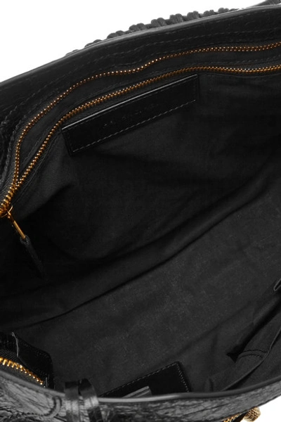 Shop Balenciaga City Textured-leather Tote In Black