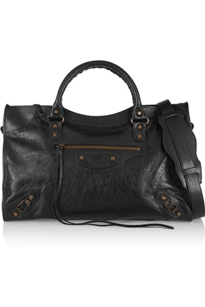 Shop Balenciaga Classic City Textured-leather Tote In Black