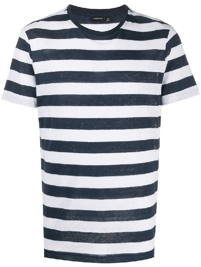 Shop J. Lindeberg Short-sleeved Stripe Print T-shirt In Blue