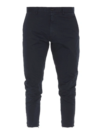 Shop Dsquared2 Stretch Cotton Cropped Pants In Blue