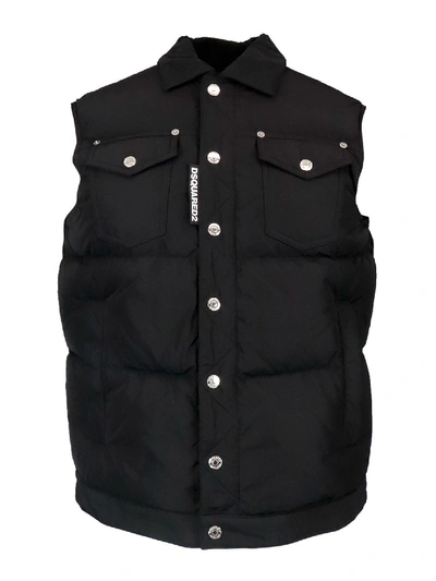 Shop Dsquared2 Black Padded Nylon Waistcoat