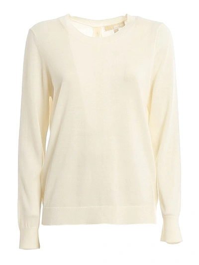 Shop Michael Kors Rear Buttons Sweater In Ivory Color In Cream