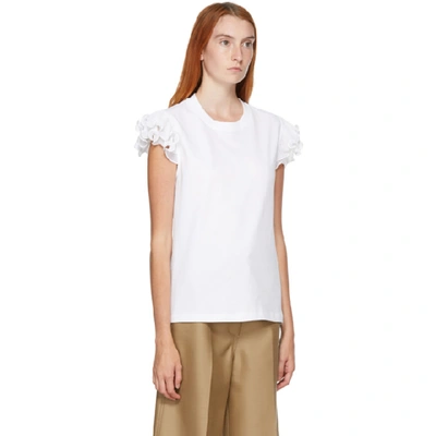 Shop See By Chloé See By Chloe White Frill T-shirt In 109 White