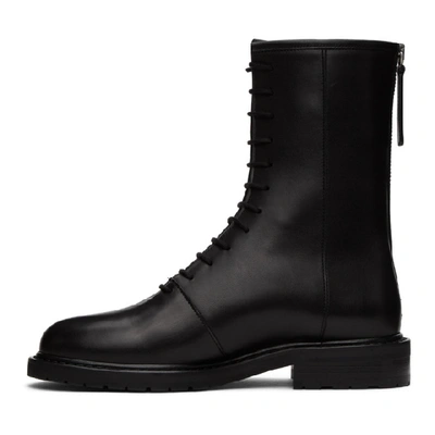 Shop Legres Black Leather Combat Boots In 01 Black