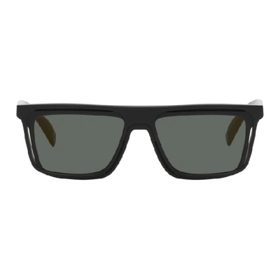 Shop Yohji Yamamoto Black Flat Top Sunglasses In 002 Black