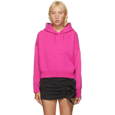 Shop Valentino Pink Wool And Cashmere Crop Hoodie In Kx7 Shockin