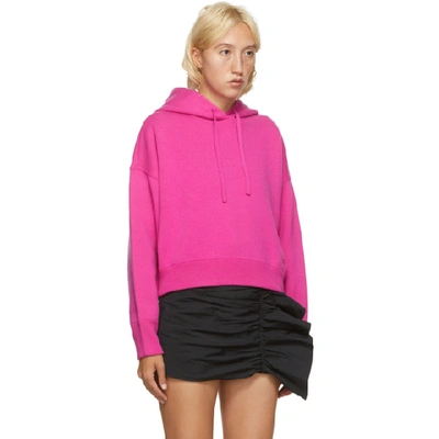 Shop Valentino Pink Wool And Cashmere Crop Hoodie In Kx7 Shockin