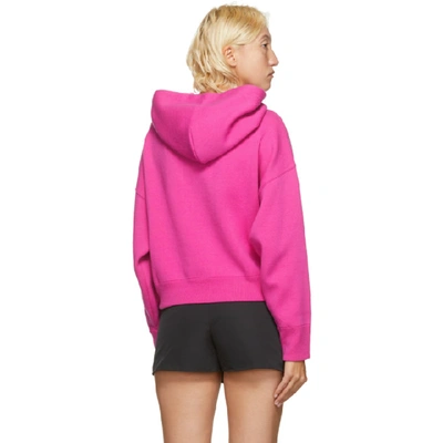 Shop Valentino Pink Wool And Cashmere Crop Hoodie In Kx7 Shockin