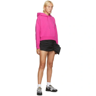 Shop Valentino Pink Wool And Cashmere Crop Hoodie In Kx7 Shockin