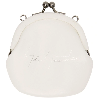 Shop Yohji Yamamoto White Leather Coin Pouch In Ivory