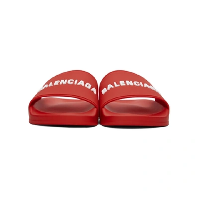 Shop Balenciaga Red Logo Pool Slides In 6090red/wh