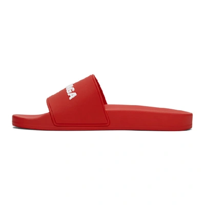 Shop Balenciaga Red Logo Pool Slides In 6090red/wh
