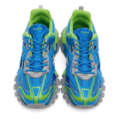 Shop Balenciaga Blue And Green Track.2 Sneakers In 4030blue/g
