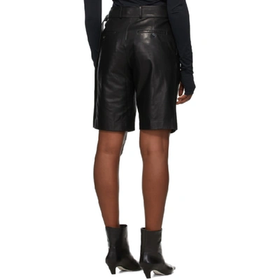 Shop Helmut Lang Black Leather Wrap Shorts In Onyx