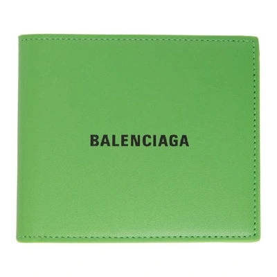 Shop Balenciaga Green Folded Square Wallet In 3860light