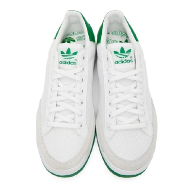 Shop Adidas Originals White And Green Rod Laver Sneakers In Wh/green