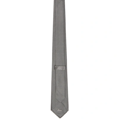 Shop Brioni Grey And White Polka Dot Tie In 1390 Flanne