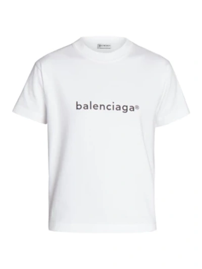 Shop Balenciaga Fitted Logo T-shirt In White