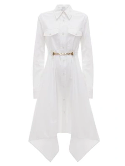 Shop Jw Anderson Asymmetric Chain-front Shirtdress In White