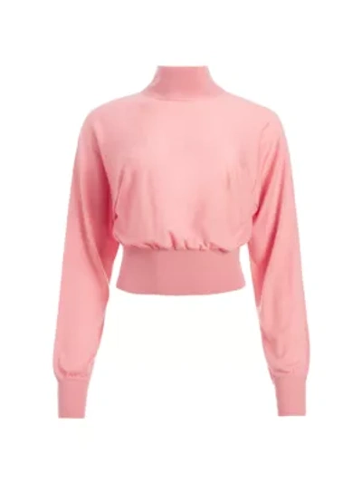 Shop Alice And Olivia Dia Slouchy Stretch-wool Dolman Sweater In Rose