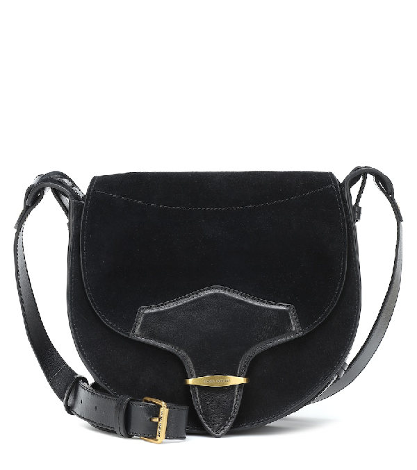 black suede crossbody bag