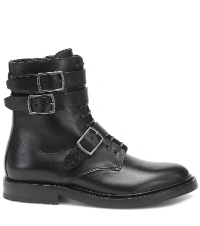Saint Laurent Buckle-detail 30mm Ceril Ankle Boots In Black