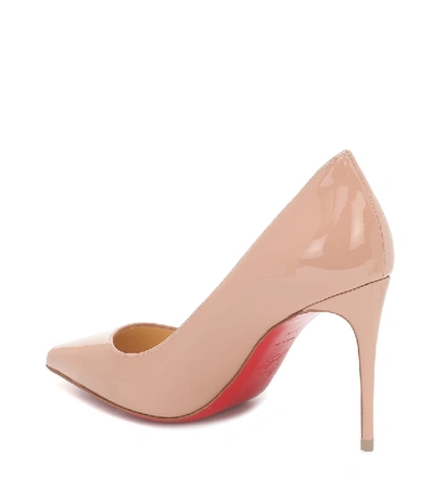Shop Christian Louboutin Kate 85 Patent Leather Pumps In Beige