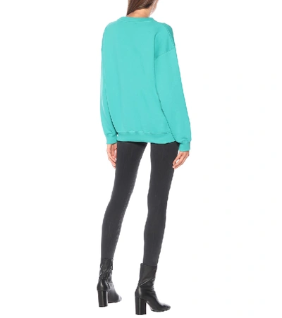 Shop Acne Studios Printed Cotton Sweatshirt In Turquoise