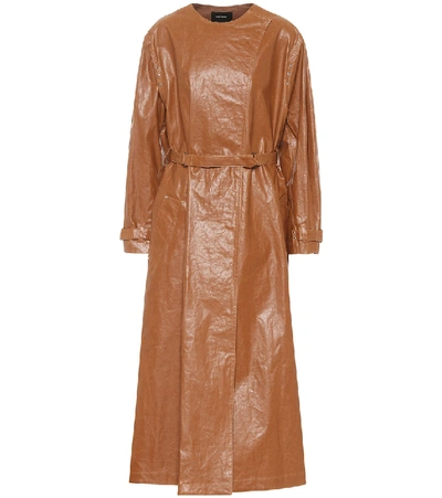Shop Isabel Marant Corly Linen-blend Trench Coat In Brown