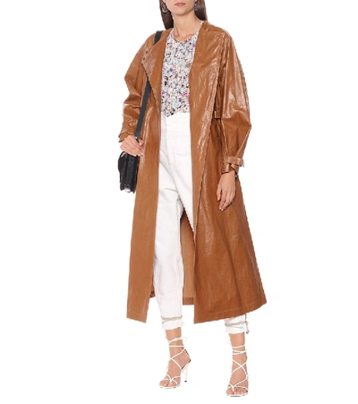 Shop Isabel Marant Corly Linen-blend Trench Coat In Brown