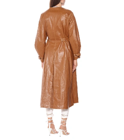 Shop Isabel Marant Corly Linen-blend Trench Coat In Brown