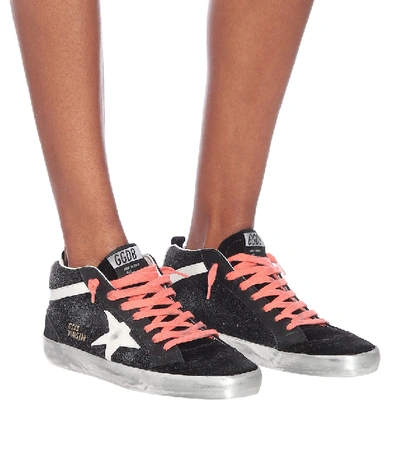 Shop Golden Goose Mid Star Leather Sneakers In Black