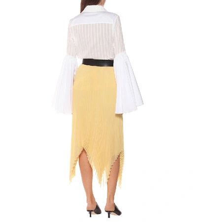 Shop Loewe Pleated Georgette Asymmetric Midi Skirt In Yellow