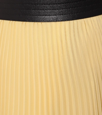 Shop Loewe Pleated Georgette Asymmetric Midi Skirt In Yellow