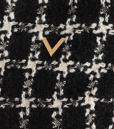 Shop Valentino Checked Wool-blend Tweed Minidress In Black