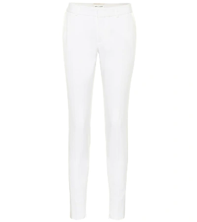 Shop Saint Laurent Mid-rise Slim Virgin Wool Pants In White