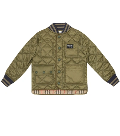 Shop Burberry Quilted Jacket In Green