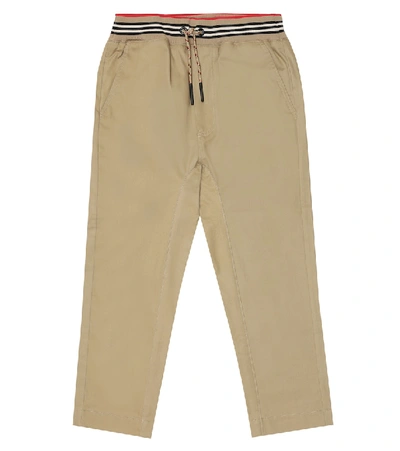 Shop Burberry Cotton Pants In Beige