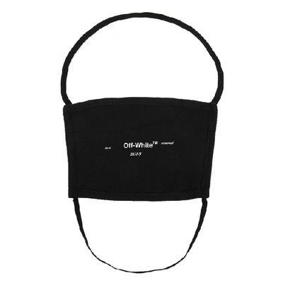Shop Off-white Black Logo Cotton Face Mask In Black And White