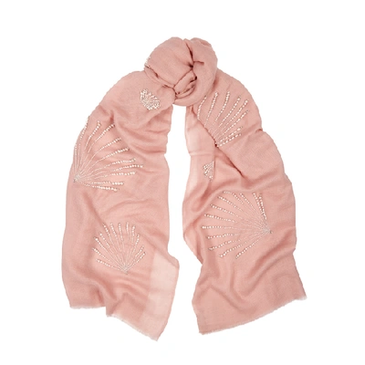 Shop Janavi India Marilyn Monroe I Pink Embellished Cashmere Scarf In Rose