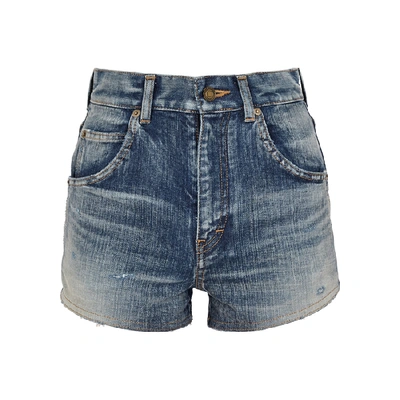 Shop Saint Laurent Blue Denim Shorts