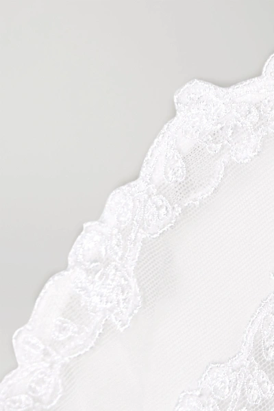 Shop La Perla Miss Sunshine Embroidered Stretch-jersey And Tulle Suspender Belt In White