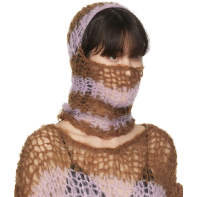 Shop Raf Simons Pink And Tan Hand-knit Balaclava In 06531 Pink