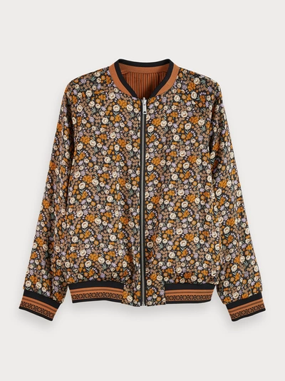 Shop Scotch & Soda Reversible Printed Bomber Jacket In Brown