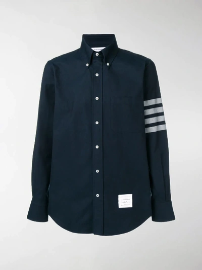 Shop Thom Browne 4-bar Solid Rwb Stripe Shirt In Blue