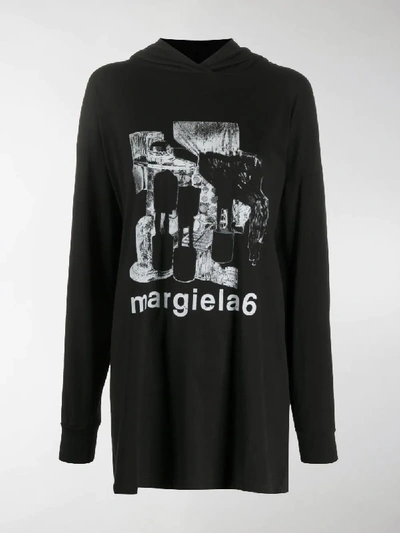 Shop Mm6 Maison Margiela Abstract-print Hoodie In Black