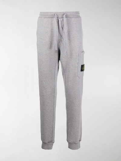 Shop Stone Island Logo Patch Joggers In Grey