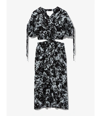 Shop Proenza Schouler White Label Shadow Print Cut Out Dress In Seal Blue/black Shadow Print