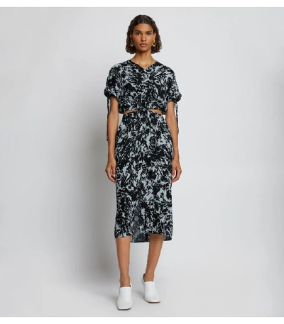 Shop Proenza Schouler White Label Shadow Print Cut Out Dress In Seal Blue/black Shadow Print